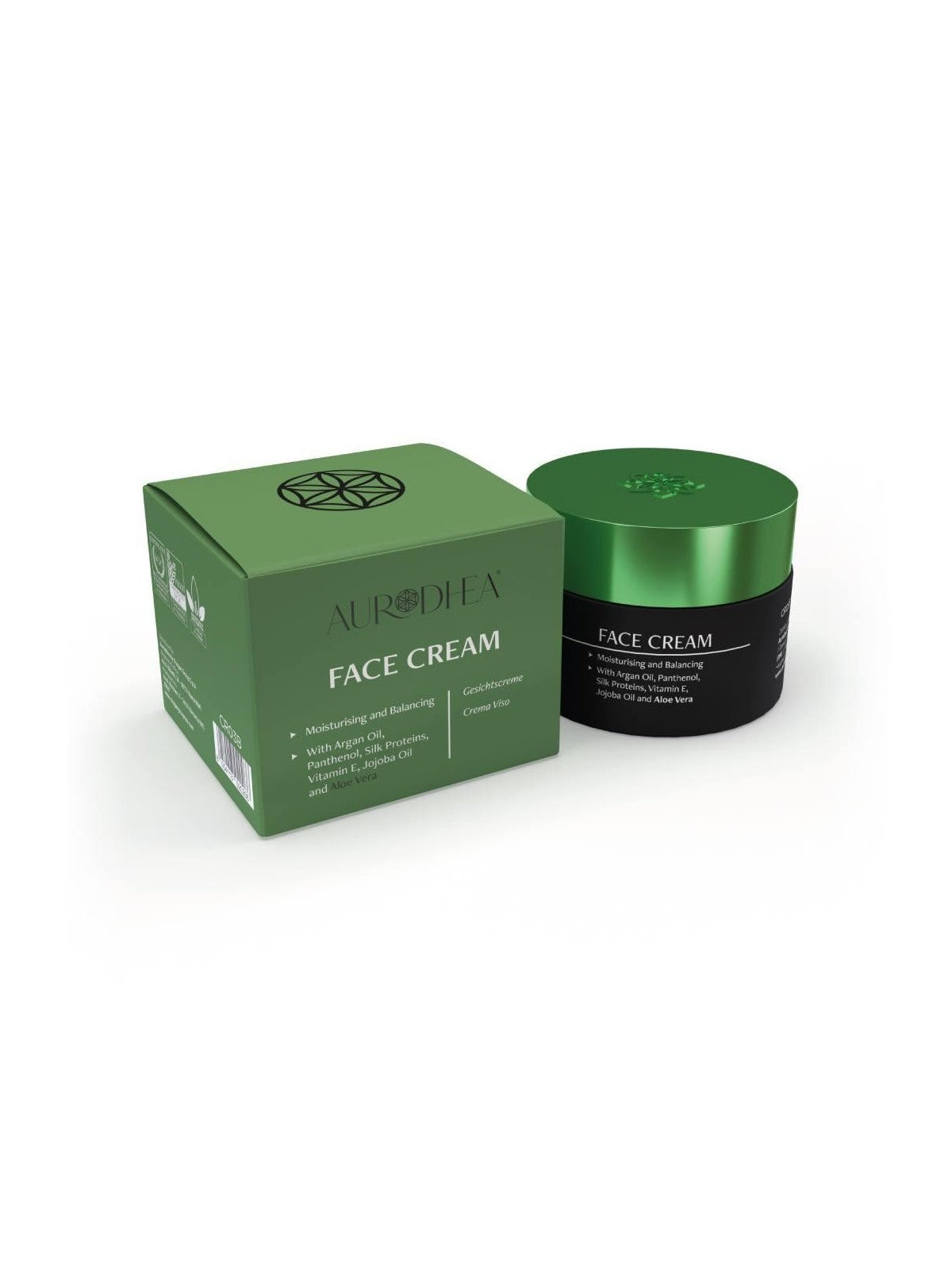 aloe vera face cream, packing, front. 